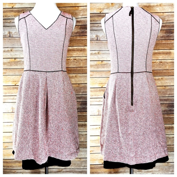 banana republic pink tweed dress NEW Banana Republic Pink Tweed Boucle Fringe Faux Wrap Sheath Dress Career Sz 8 Knee-length